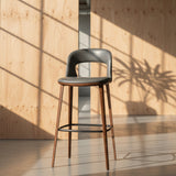 Modern Curved - Back Bar Stool - Adjustable Height with Fabric or Leather Upholstery - StoolTopia