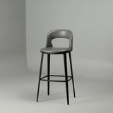 Modern Curved - Back Bar Stool - Adjustable Height with Fabric or Leather Upholstery - StoolTopia
