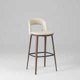 Modern Curved - Back Bar Stool - Adjustable Height with Fabric or Leather Upholstery - StoolTopia