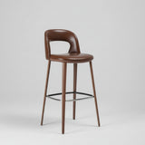 Modern Curved - Back Bar Stool - Adjustable Height with Fabric or Leather Upholstery - StoolTopia