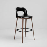 Modern Curved - Back Bar Stool - Adjustable Height with Fabric or Leather Upholstery - StoolTopia