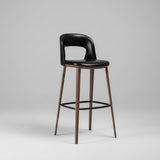 Modern Curved - Back Bar Stool - Adjustable Height with Fabric or Leather Upholstery - StoolTopia