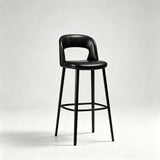 Modern Curved-Back Bar Stool – Fixed Height Design with Premium Fabric or Leather Upholstery - StoolTopia