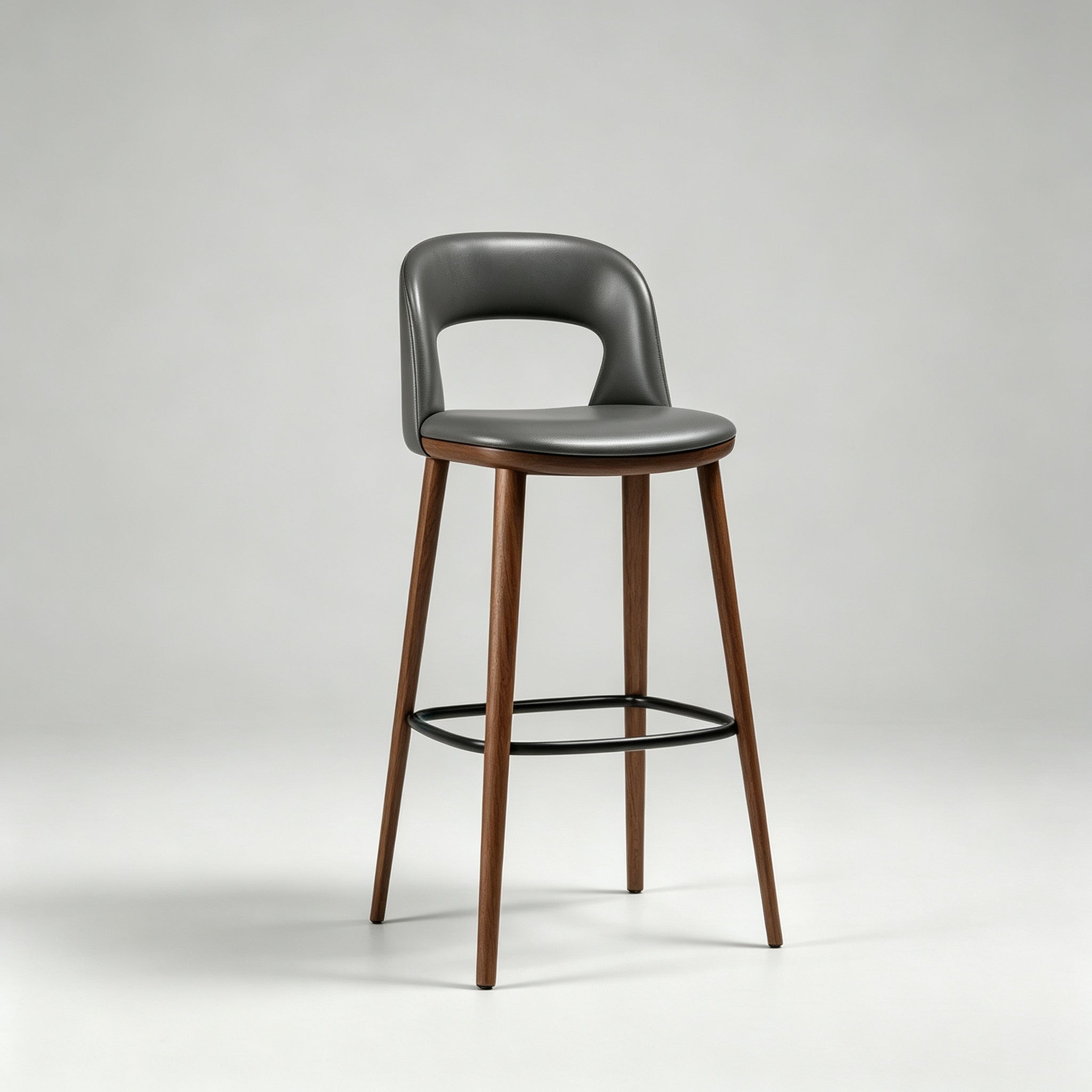 Adjustable Modern Curved-Back Bar Stool - Fabric & Leather Options ...