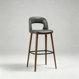 Modern Curved-Back Bar Stool – Fixed Height Design with Premium Fabric or Leather Upholstery - StoolTopia