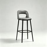 Modern Curved-Back Bar Stool – Fixed Height Design with Premium Fabric or Leather Upholstery - StoolTopia
