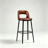Modern Curved-Back Bar Stool – Fixed Height Design with Premium Fabric or Leather Upholstery - StoolTopia