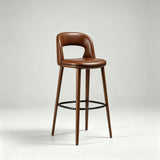 Modern Curved-Back Bar Stool – Fixed Height Design with Premium Fabric or Leather Upholstery - StoolTopia