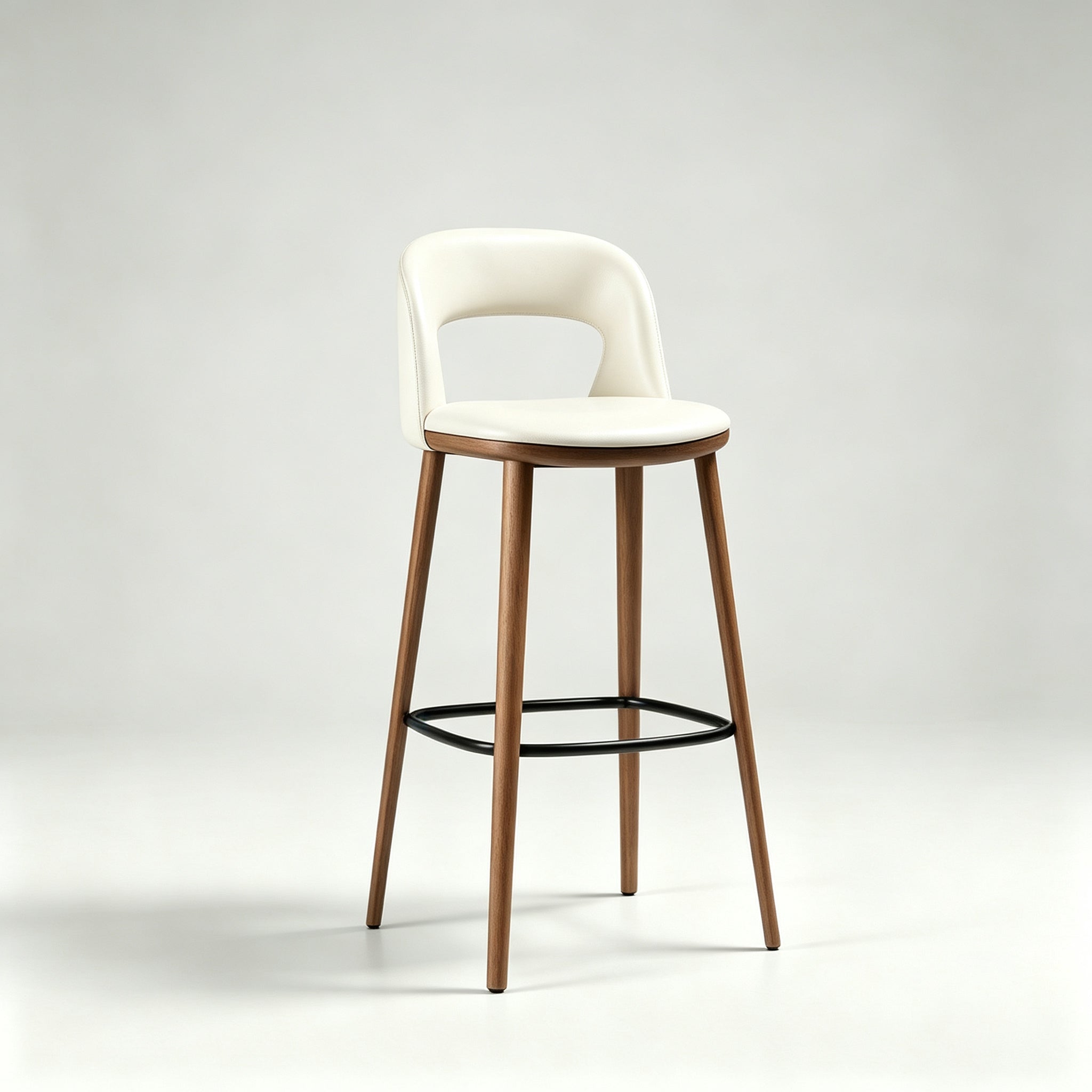 Adjustable Modern Curved-Back Bar Stool - Fabric & Leather Options ...