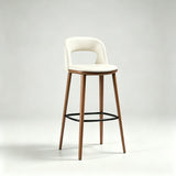 Modern Curved-Back Bar Stool – Fixed Height Design with Premium Fabric or Leather Upholstery - StoolTopia