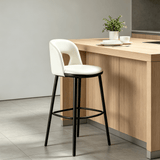 Modern Curved-Back Bar Stool – Fixed Height Design with Premium Fabric or Leather Upholstery - StoolTopia