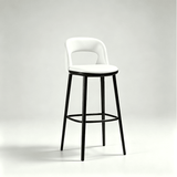Modern Curved-Back Bar Stool – Fixed Height Design with Premium Fabric or Leather Upholstery - StoolTopia