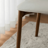 Modern Curved Back Dining Chair – Solid Wood Frame with PU Leather Seat - StoolTopia