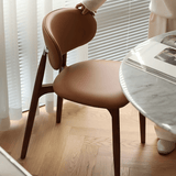 Modern Curved Back Dining Chair – Solid Wood Frame with PU Leather Seat - StoolTopia