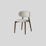 Modern Curved Back Dining Chair – Solid Wood Frame with PU Leather Seat - StoolTopia