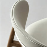 Modern Curved Back Dining Chair – Solid Wood Frame with PU Leather Seat - StoolTopia