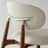 Modern Curved Back Dining Chair – Solid Wood Frame with PU Leather Seat - StoolTopia