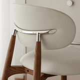 Modern Curved Back Dining Chair – Solid Wood Frame with PU Leather Seat - StoolTopia