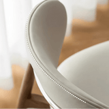 Modern Curved Back Dining Chair – Solid Wood Frame with PU Leather Seat - StoolTopia