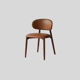 Modern Curved Back Dining Chair – Solid Wood Frame with PU Leather Seat - StoolTopia