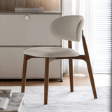 Modern Curved Back Dining Chair – Solid Wood Frame with PU Leather Seat - StoolTopia