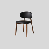 Modern Curved Back Dining Chair – Solid Wood Frame with PU Leather Seat - StoolTopia