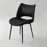 Modern Curved Leather Dinning Chair - Contemporary Comfort for Stylish Spaces - StoolTopia
