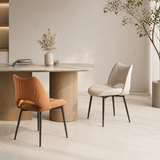 Modern Curved Leather Dinning Chair - Contemporary Comfort for Stylish Spaces - StoolTopia