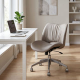 Modern Ergonomic Swivel Office Chair with Adjustable Height – Chrome Base, 360° Rotation, Vertical Pleated Backrest - StoolTopia