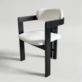 Modern FAS Ash Wood Dining Chair with Linen Upholstery – Black Frame Contemporary Design - StoolTopia