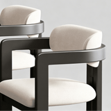 Modern FAS Ash Wood Dining Chair with Linen Upholstery – Black Frame Contemporary Design - StoolTopia