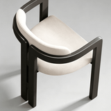 Modern FAS Ash Wood Dining Chair with Linen Upholstery – Black Frame Contemporary Design - StoolTopia