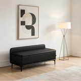 Modern Faux Leather Entryway Storage Bench – Gray & Beige - StoolTopia