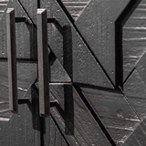 Modern Geometric Black Carved Cabinet – Available in Two Sizes - StoolTopia