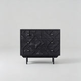 Modern Geometric Black Carved Cabinet – Available in Two Sizes - StoolTopia