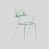 Modern Glossy Acrylic Armchair – Minimalist Dining & Café Chair with Chrome Frame - StoolTopia