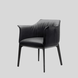 Modern Italian - Style Faux Leather Dining Armchair - Elegant Upholstered Chair with Arms - StoolTopia