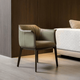 Modern Italian - Style Faux Leather Dining Armchair - Elegant Upholstered Chair with Arms - StoolTopia