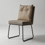 Modern Leather Dining & Vanity Chair – Metal Sled Base, Soft Cushioned Backrest, High-End Minimalist Seating for Dining Rooms, Bedrooms & Contemporary Interiors - StoolTopia