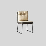 Modern Leather Dining & Vanity Chair – Metal Sled Base, Soft Cushioned Backrest, High - End Minimalist Seating for Dining Rooms, Bedrooms & Contemporary Interiors - StoolTopia