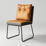Modern Leather Dining & Vanity Chair – Metal Sled Base, Soft Cushioned Backrest, High-End Minimalist Seating for Dining Rooms, Bedrooms & Contemporary Interiors - StoolTopia