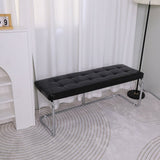 Modern Leather Ottoman with Chrome Base - StoolTopia