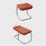 Modern Leather Ottoman with Chrome Base - StoolTopia