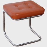 Modern Leather Ottoman with Chrome Base - StoolTopia