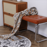 Modern Leather Ottoman with Chrome Base - StoolTopia