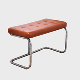 Modern Leather Ottoman with Chrome Base - StoolTopia