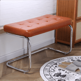 Modern Leather Ottoman with Chrome Base - StoolTopia