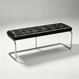 Modern Leather Ottoman with Chrome Base | Footrest & Bench - StoolTopiaOttoman