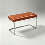 Modern Leather Ottoman with Chrome Base | Footrest & Bench - StoolTopiaOttoman