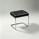 Modern Leather Ottoman with Chrome Base | Footrest & Bench - StoolTopiaOttoman